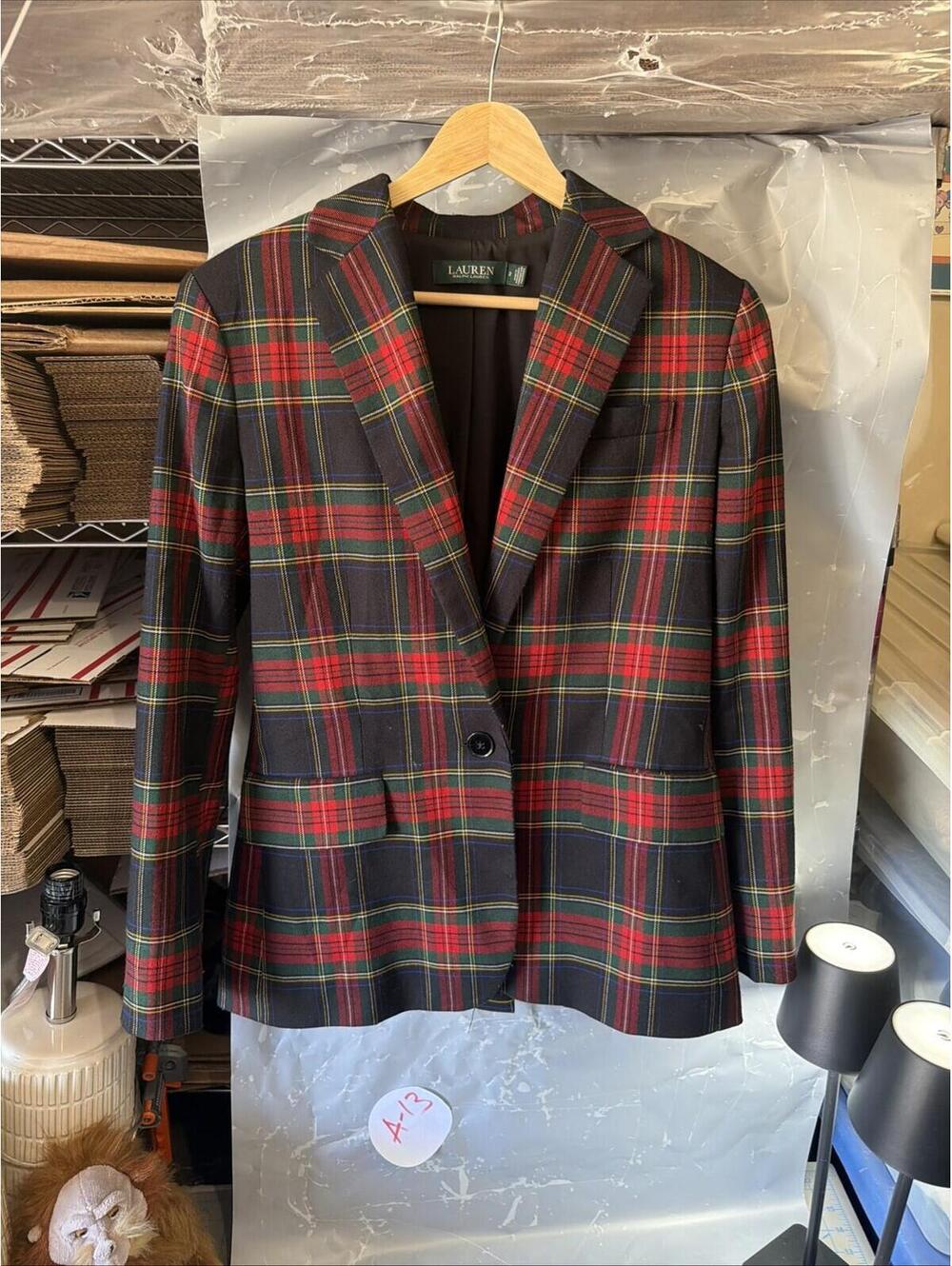 Lauren Ralph Lauren Women's Tartan Plaid Blazer Size 2 Single Button Lined
